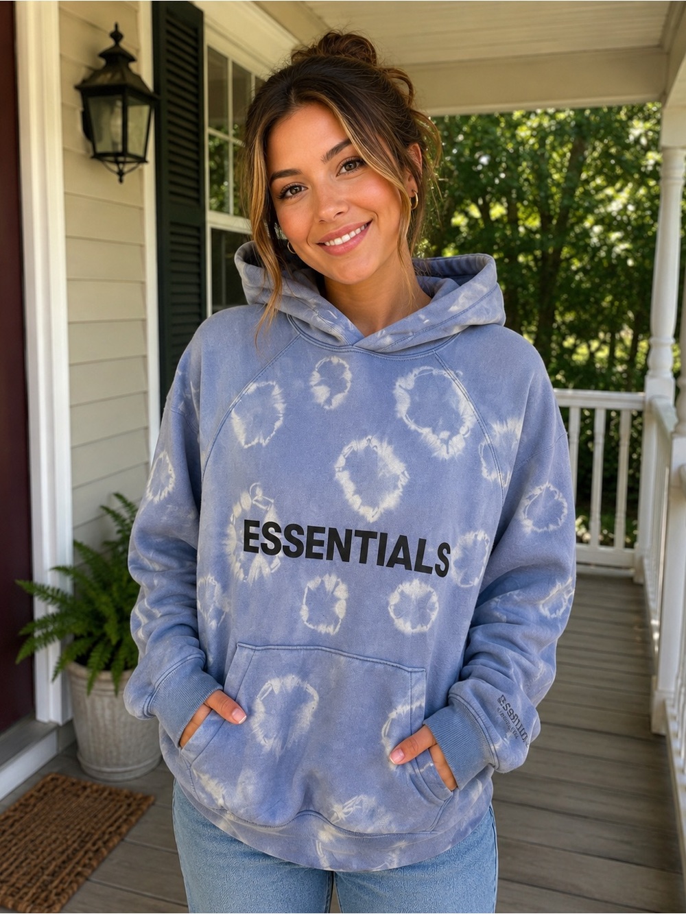 Essentials custom tie dye hoodie authentic size Xs